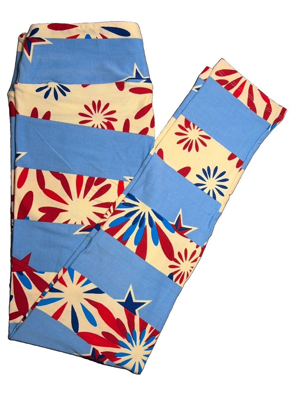 NWT LuLaRoe OS Patriotic Firecracker Explosion Print Leggings Size OS (2-10)